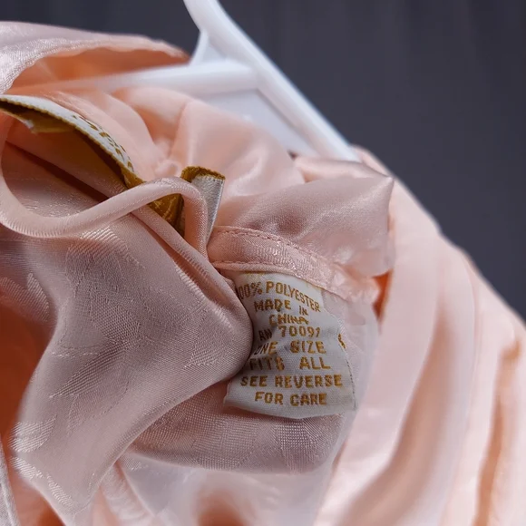 Vtg Victoria's Secret Satin Robe OSFM Jacquard Pink Satin Belted Short FLAW HOLE